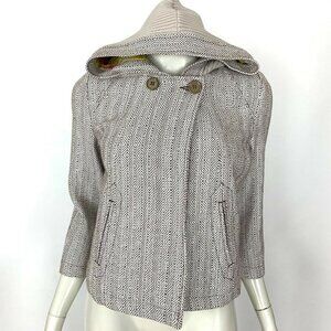 Tulle 3/4 Sleeve Crop Jacket Hood‎ Lined Cotton NWT